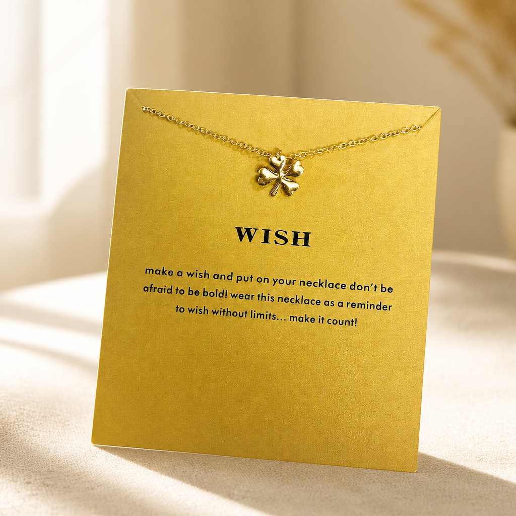 Lucky Is Believing Clover Necklace — Gold — Bronze [autogen]