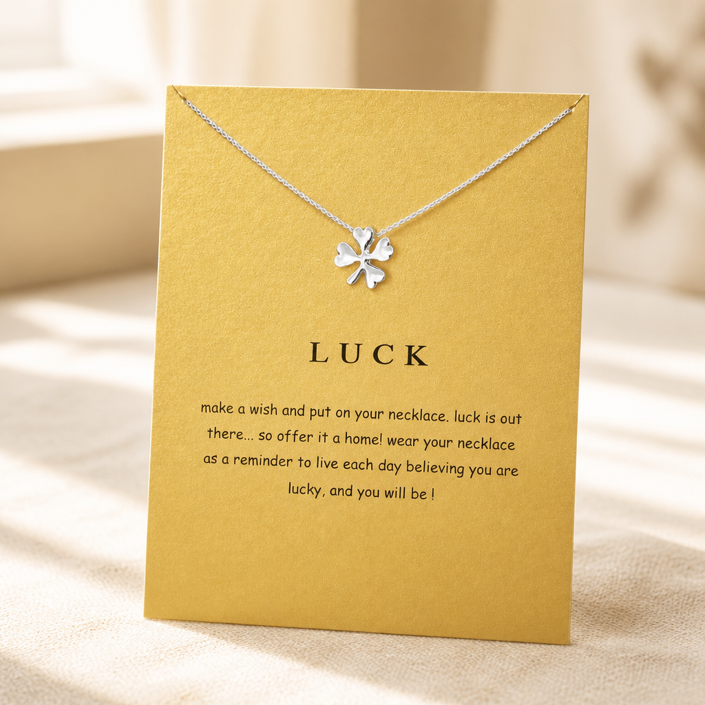 Lucky Is Believing Clover Necklace — Silver — Bronze [autogen]