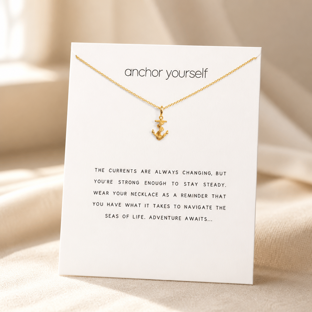 Anchor Yourself Necklace — Gold — White [autogen]