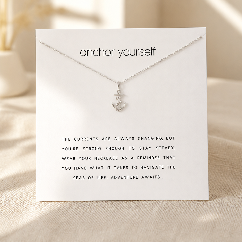 Anchor Yourself Necklace — Silver — White [autogen]
