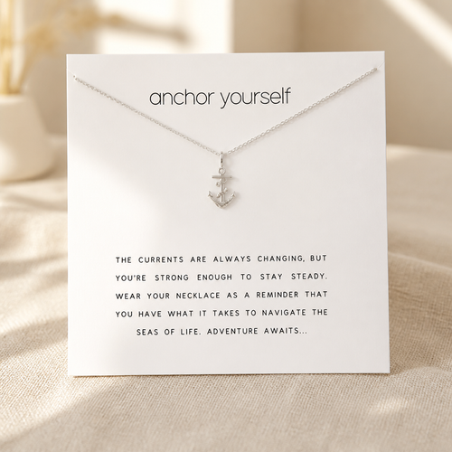 Anchor Yourself Necklace — Silver — White [autogen]