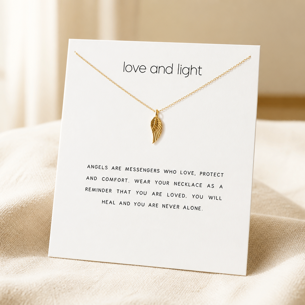 Love & Light Angel Wing Necklace — Gold — White [autogen]