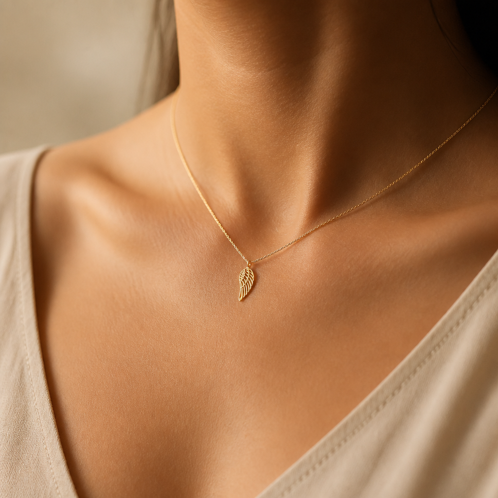 Love & Light Angel Wing Necklace — on figure scale [autogen-pdp]