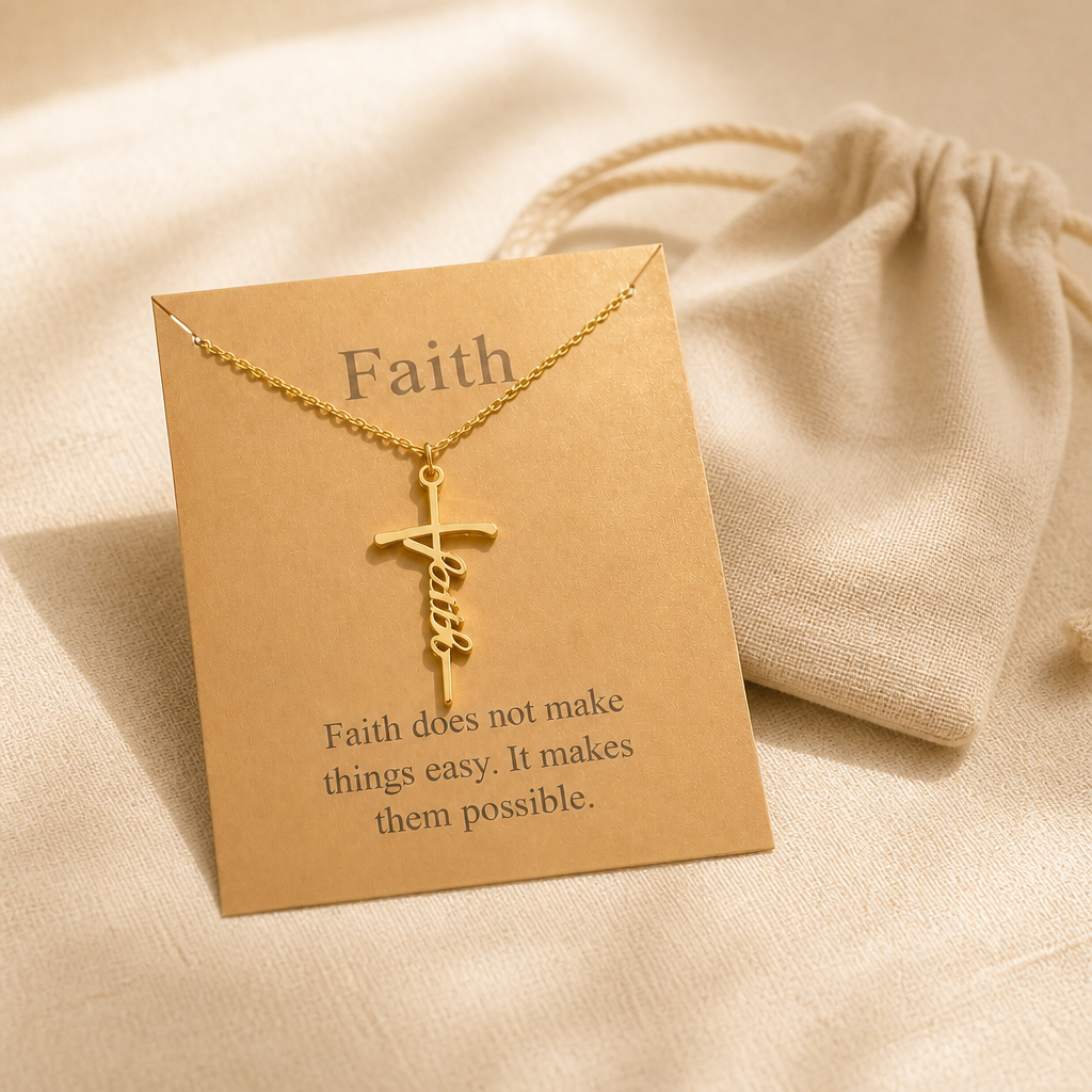 Keep the Faith Cross Necklace — editorial flatlay [autogen-pdp]