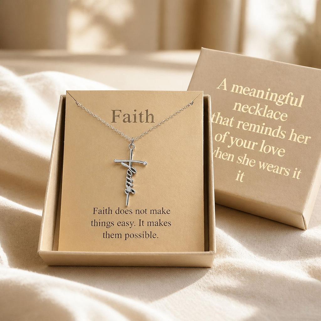 Keep the Faith Cross Necklace — Silver — Bronze [autogen]