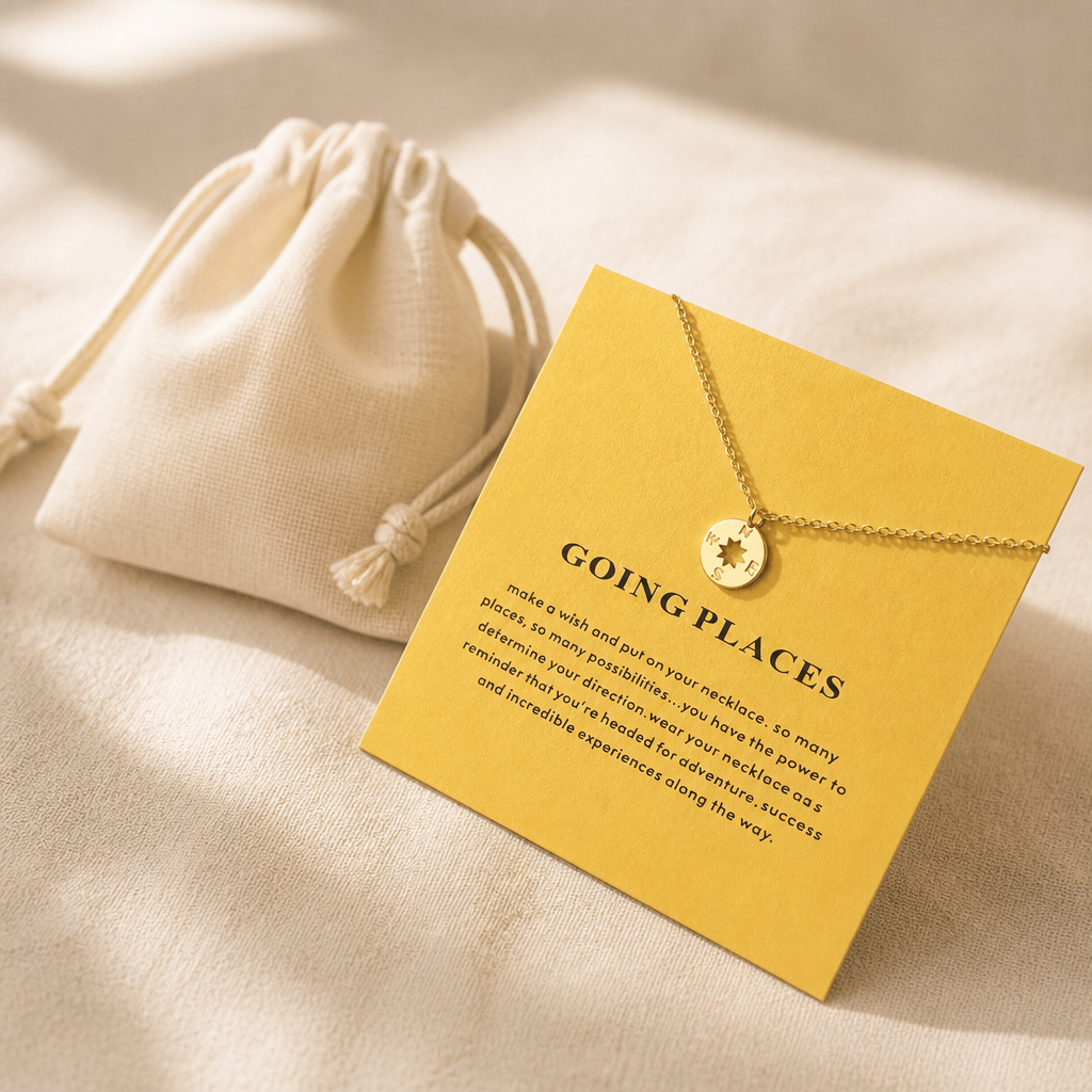 Wander On Compass Necklace — editorial flatlay [autogen-pdp]