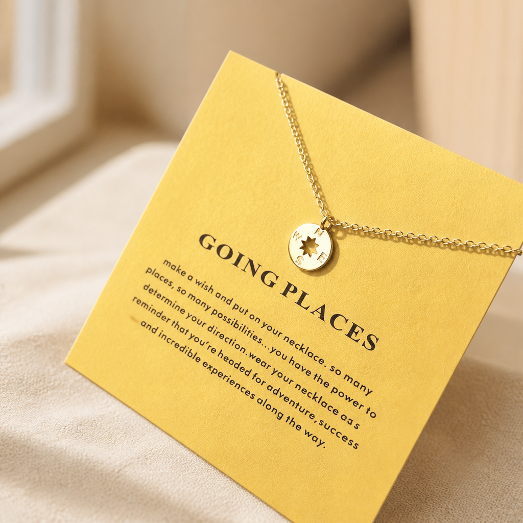 Wander On Compass Necklace — Gold — Bronze [autogen]