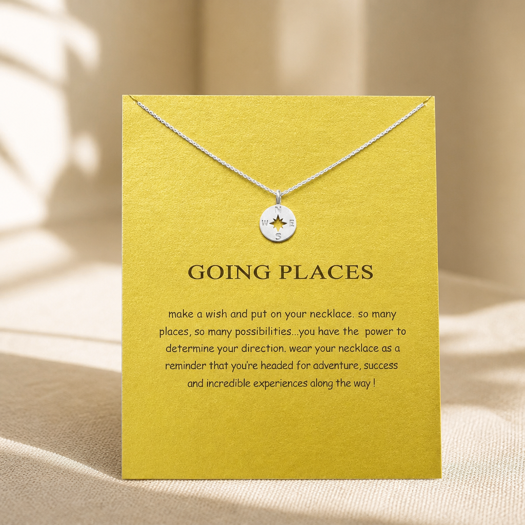 Wander On Compass Necklace — Silver — Bronze [autogen]