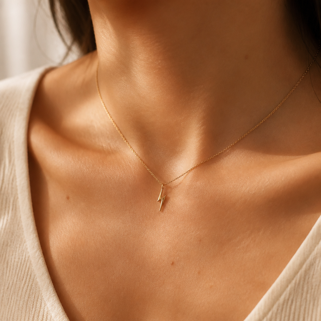 Power On Lightning Bolt Necklace — on figure scale [autogen-pdp]