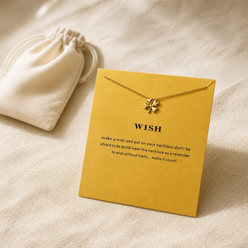Lucky Charm Clover Necklace — editorial flatlay [autogen-pdp]