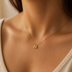 Lucky Charm Clover Necklace — on figure scale [autogen-pdp]
