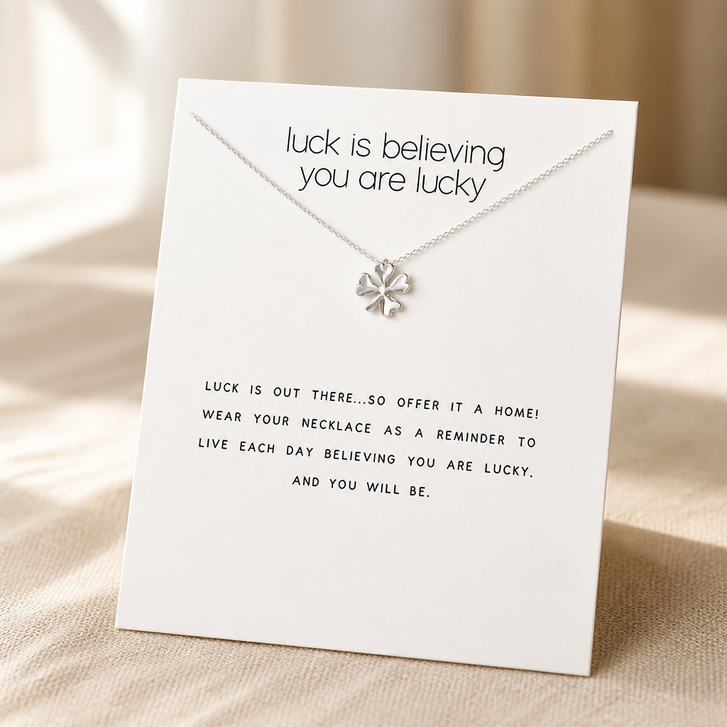 Lucky Charm Clover Necklace — Silver — White [autogen]
