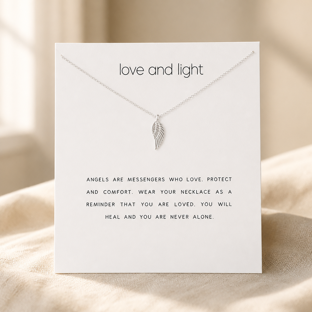 Lift Me Up Angel Wing Necklace — Silver — White [autogen]