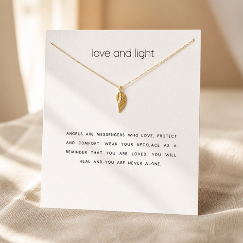 Always Beside You Angel Wing Necklace — Gold — White [autogen]