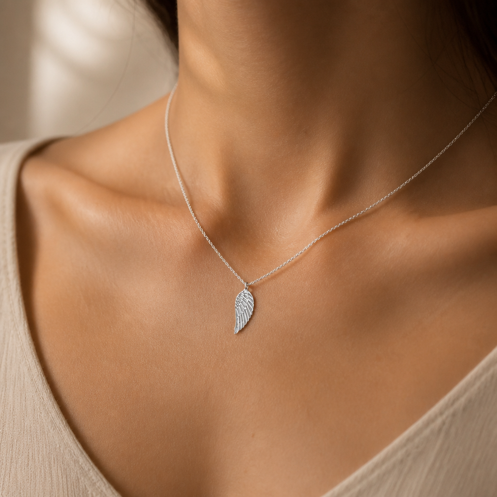 Always Beside You Angel Wing Necklace — on figure scale [autogen-pdp]