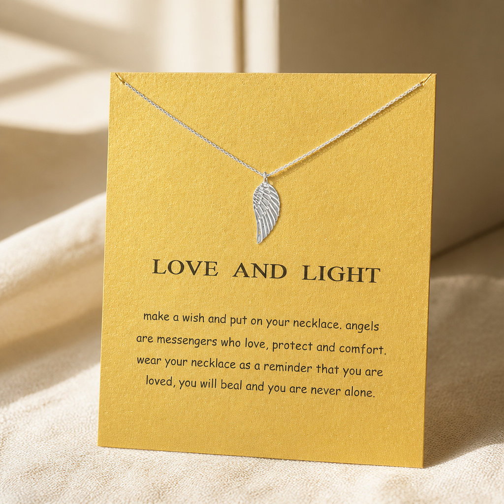 Always Beside You Angel Wing Necklace — Silver — Bronze [autogen]