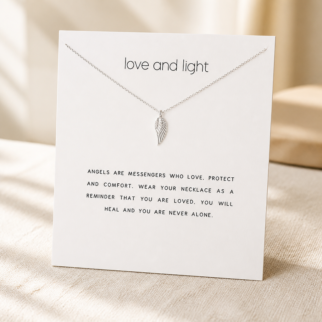 Always Beside You Angel Wing Necklace — Silver — White [autogen]