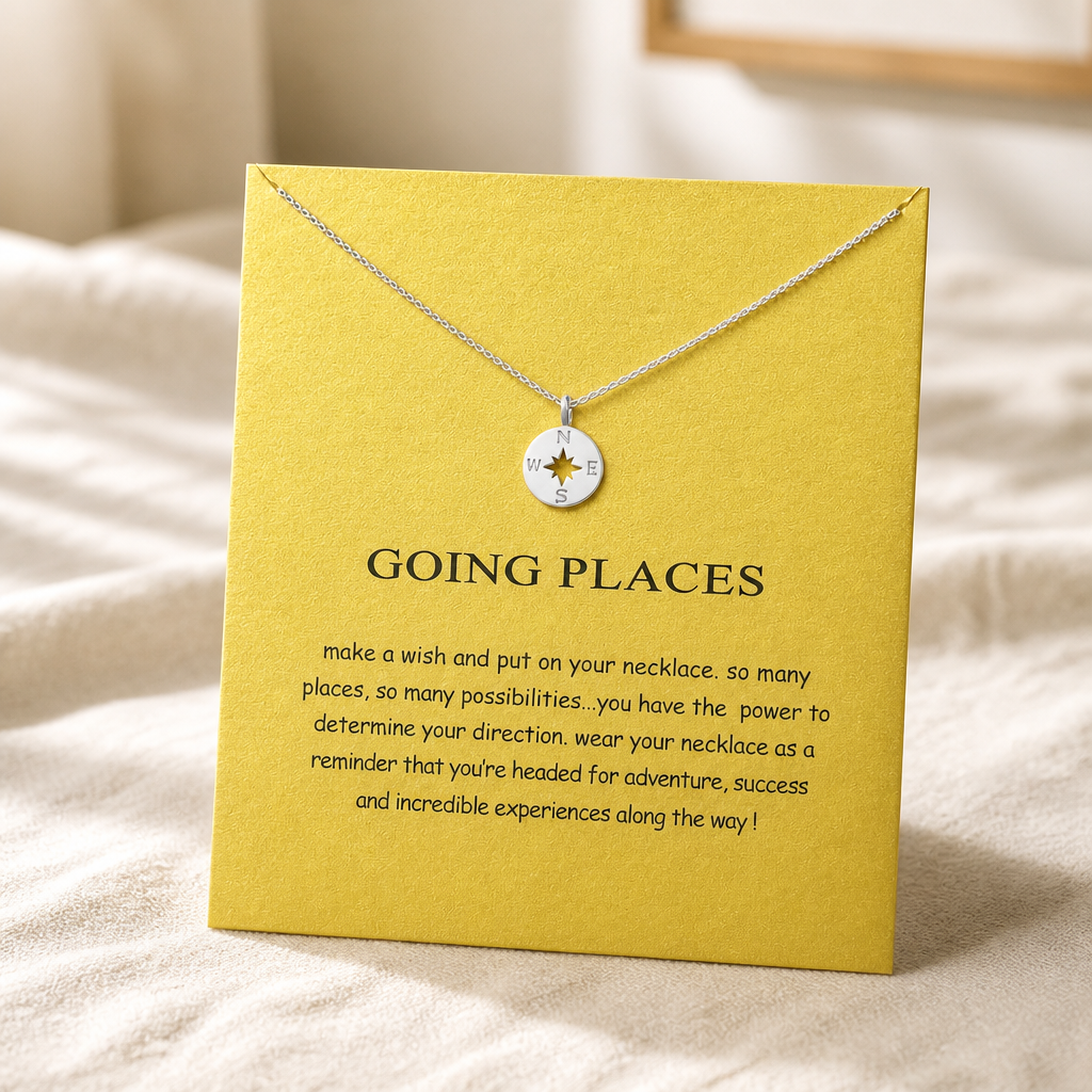 True North Compass Necklace — Silver — Bronze [autogen]