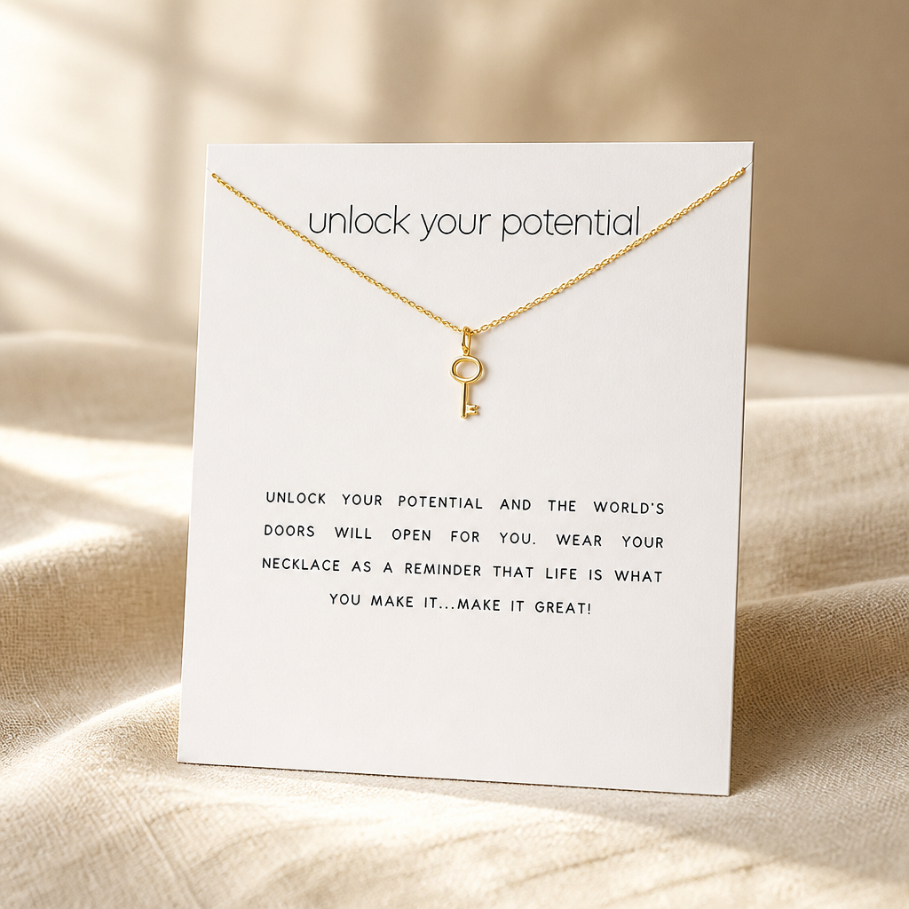 Open Doors Key Necklace — Gold — White [autogen]