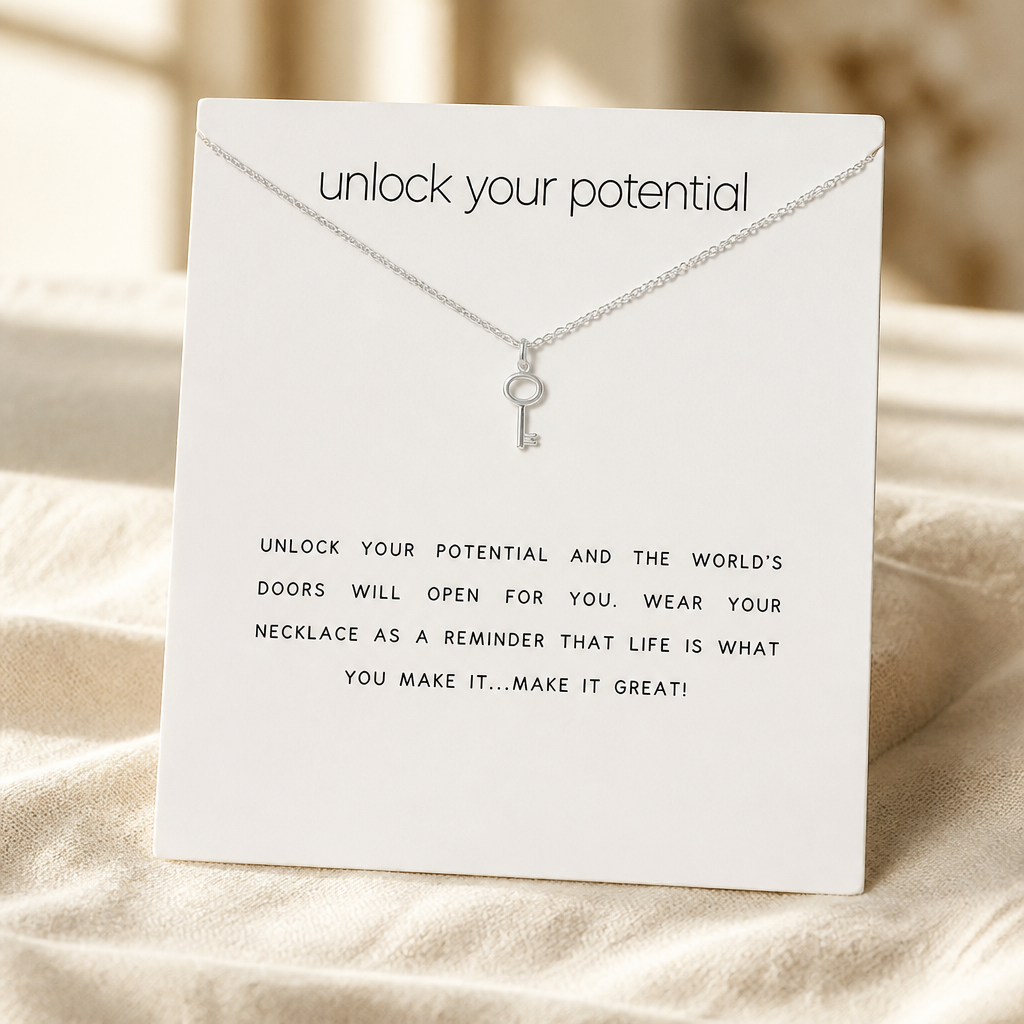 Open Doors Key Necklace — Silver — White [autogen]