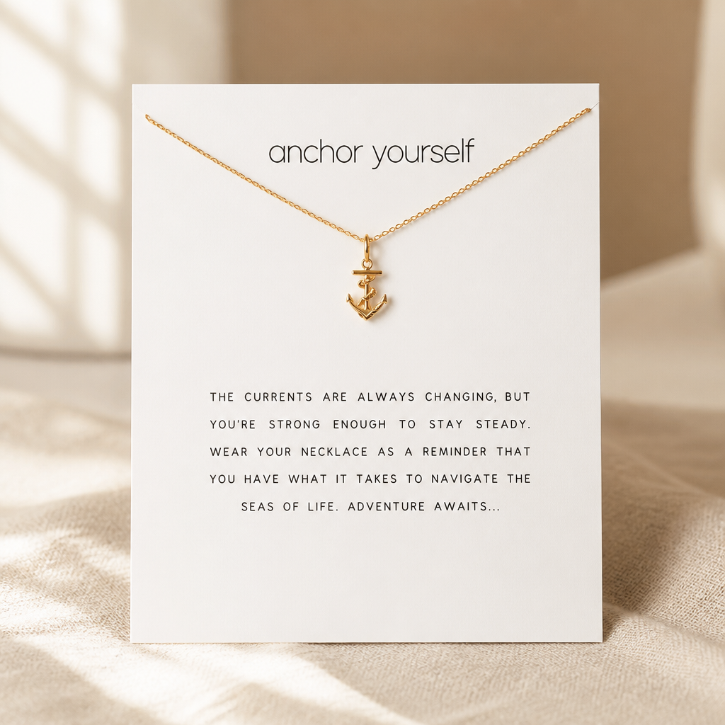 Hold Fast Anchor Necklace — Gold — White [autogen]