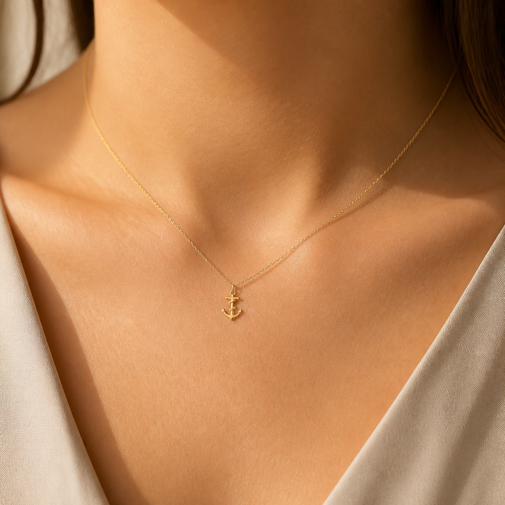 Hold Fast Anchor Necklace — on figure scale [autogen-pdp]