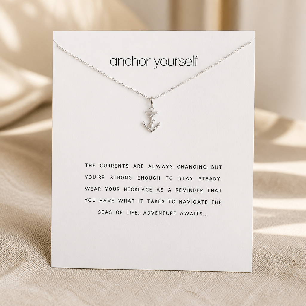 Hold Fast Anchor Necklace — Silver — White [autogen]