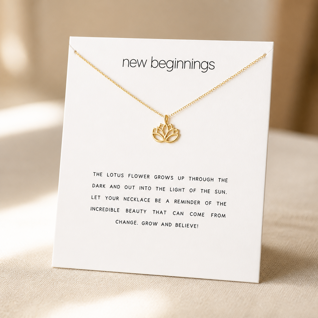 Rise & Bloom Lotus Necklace — Gold — White [autogen]
