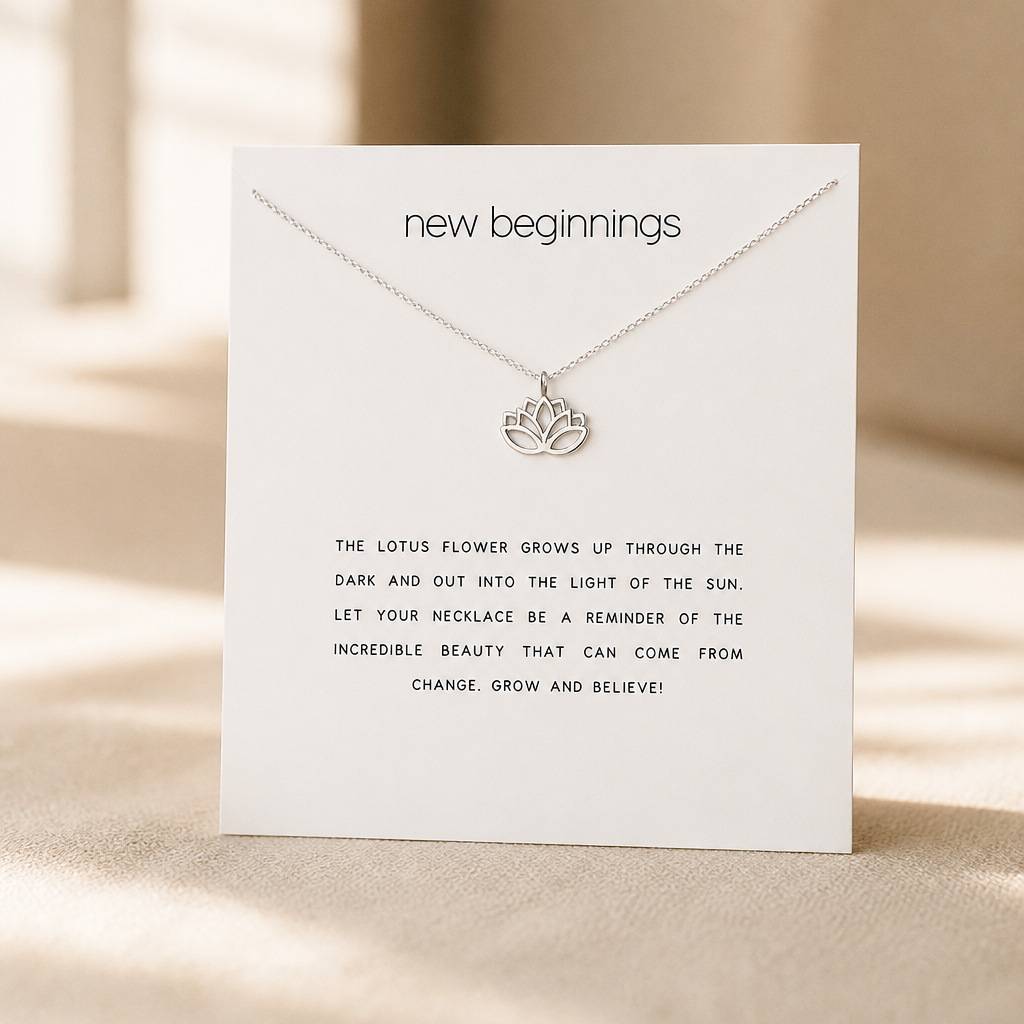 Rise & Bloom Lotus Necklace — Silver — White [autogen]