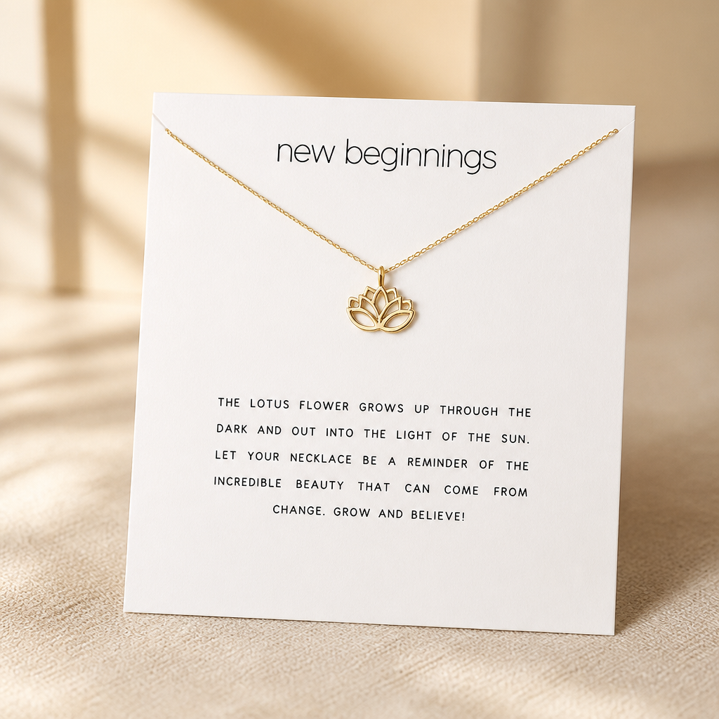 New Beginnings Lotus Necklace — Gold — White [autogen]