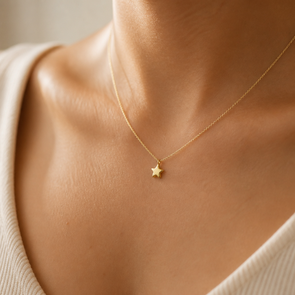 Rising Star Pentagram Necklace — on figure scale [autogen-pdp]