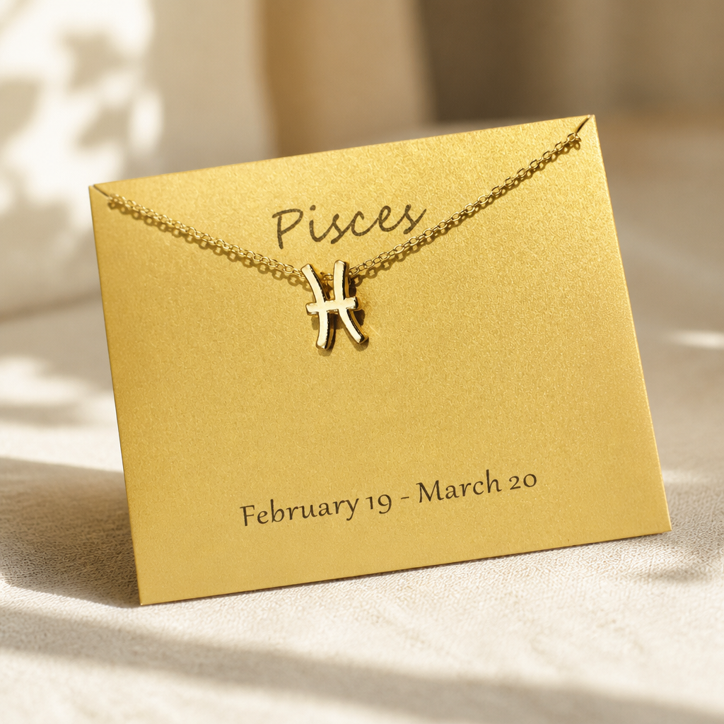 Pisces Zodiac Necklace — Gold — Bronze [autogen]