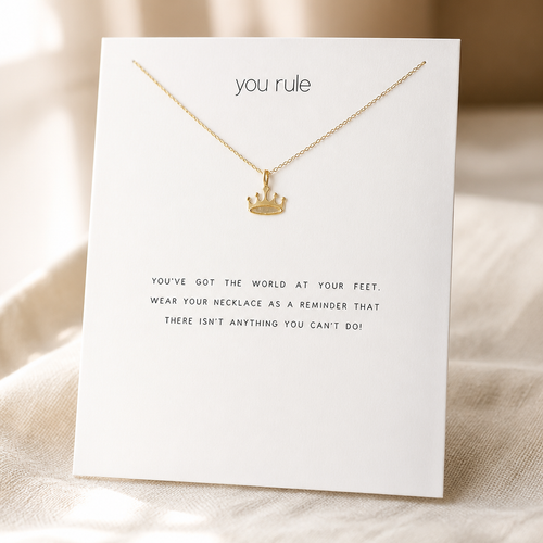 Born to Lead Crown Necklace — Gold — White [autogen]