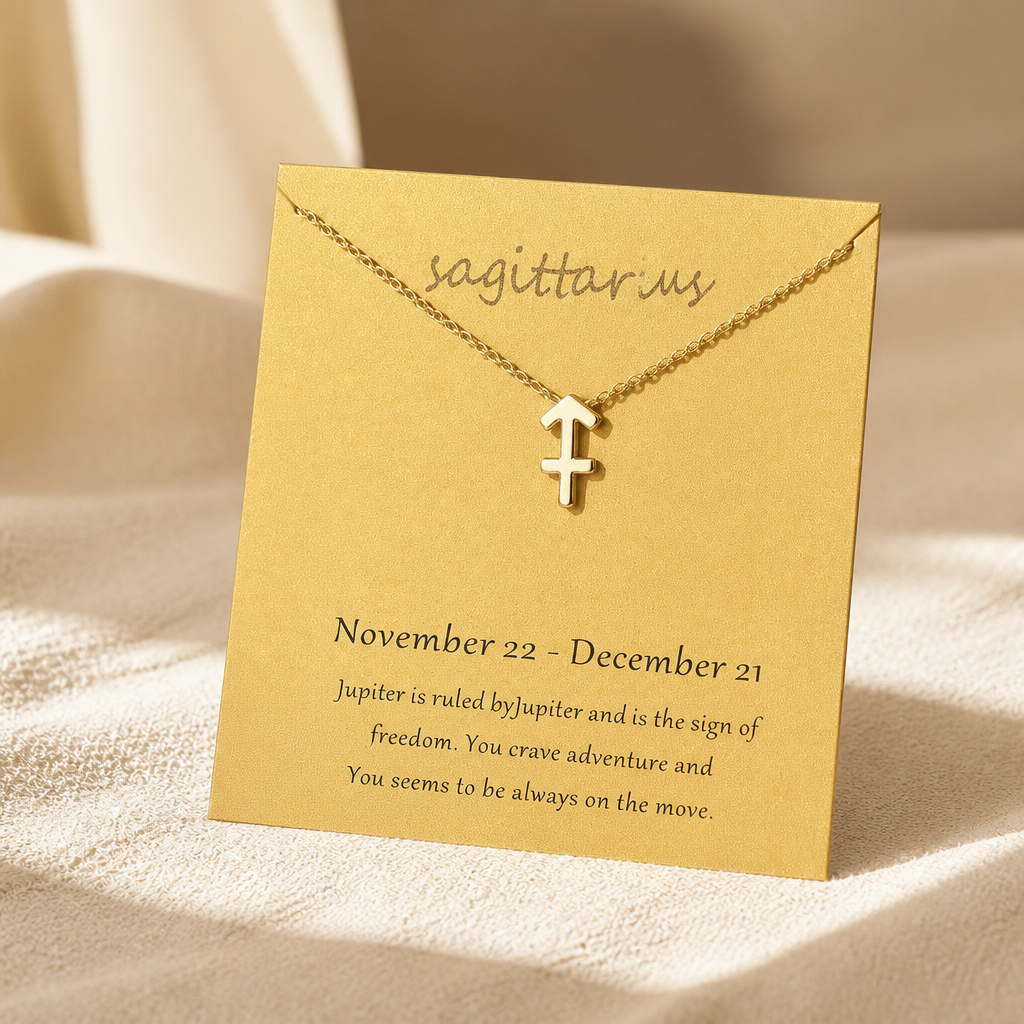 Sagittarius Zodiac Necklace — Gold Bronze [autogen]