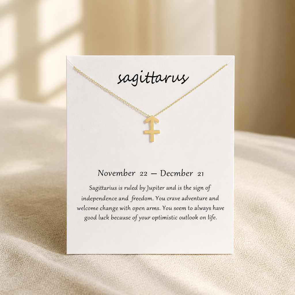 Sagittarius Zodiac Necklace — Gold White [autogen]
