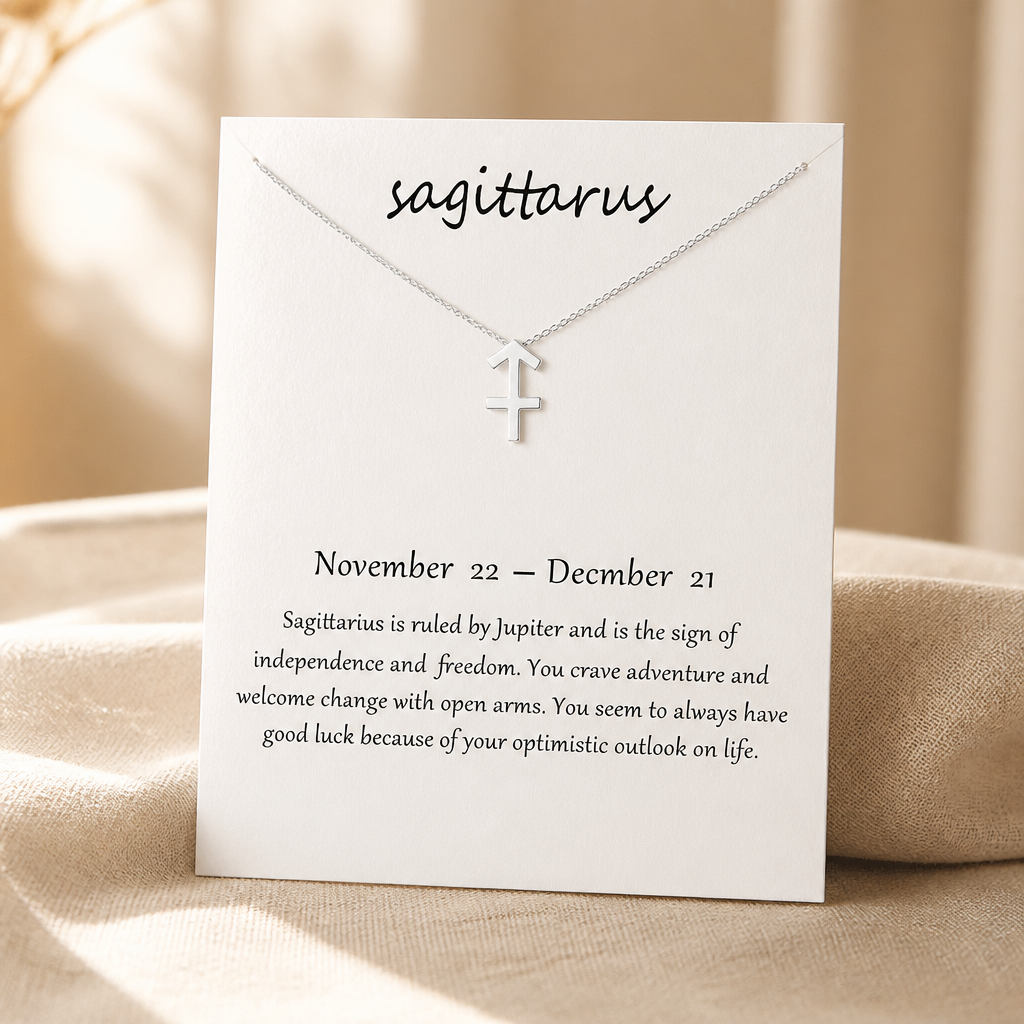 Sagittarius Zodiac Necklace — Silver White [autogen]