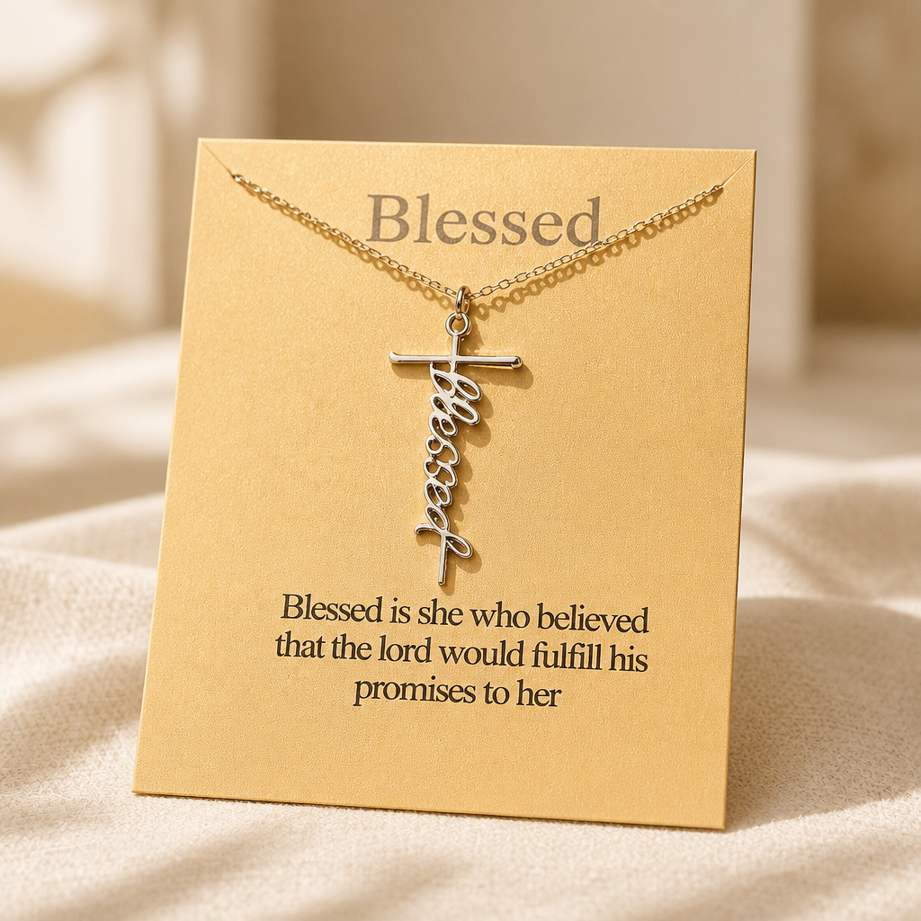 Blessed Cross Necklace — Gold — Bronze [autogen]