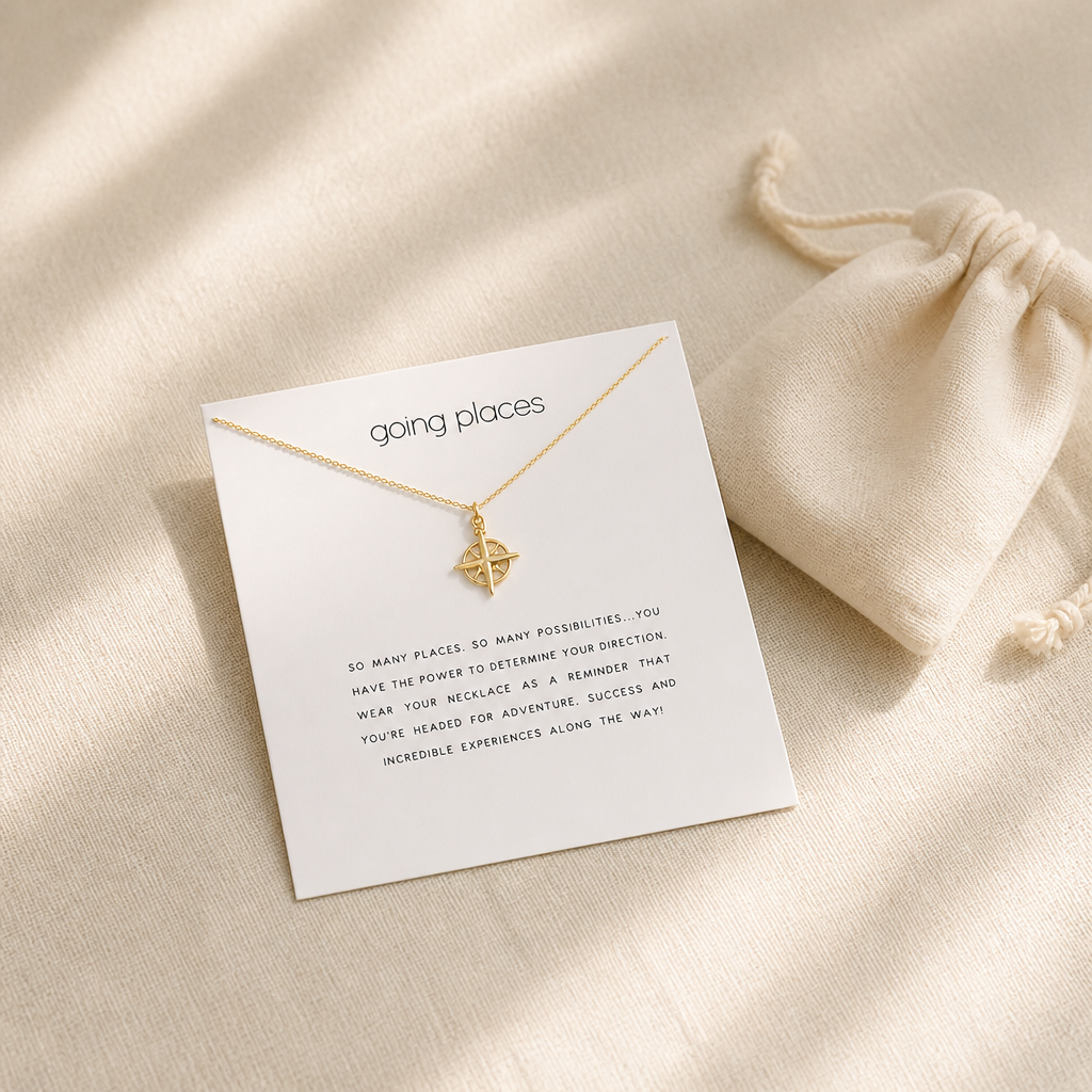 Find Your Way Compass Necklace — editorial flatlay [autogen-pdp]