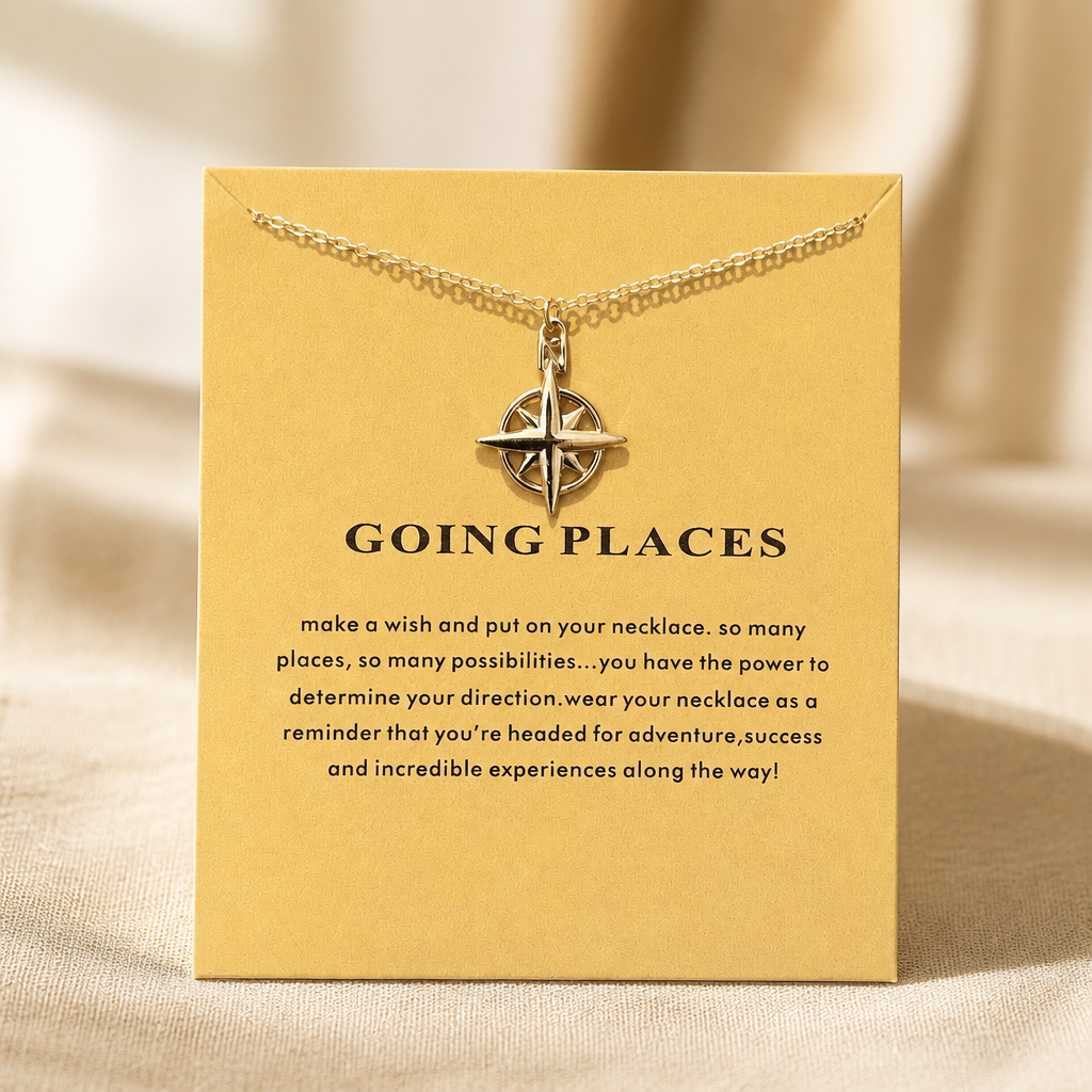 Find Your Way Compass Necklace — Silver — Bronze [autogen]