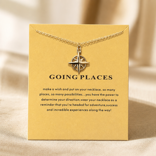 Find Your Way Compass Necklace — Silver — Bronze [autogen]