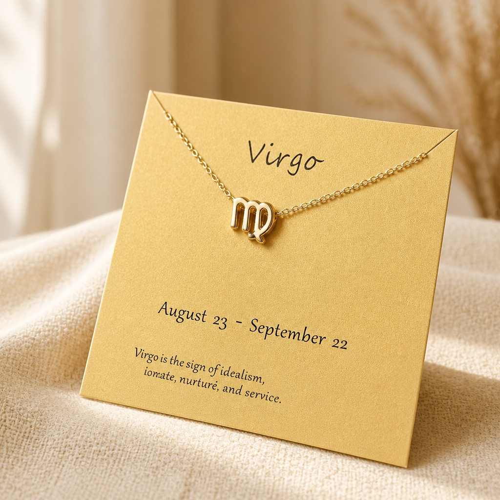 Virgo Zodiac Necklace — Gold — Bronze [autogen]