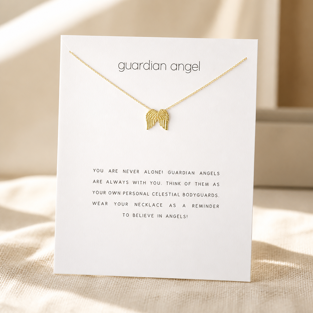 Never Alone Wings Necklace — Gold — White [autogen]