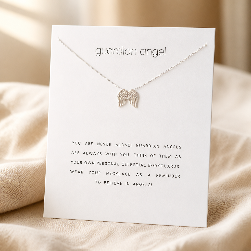 Never Alone Wings Necklace — Silver — White [autogen]