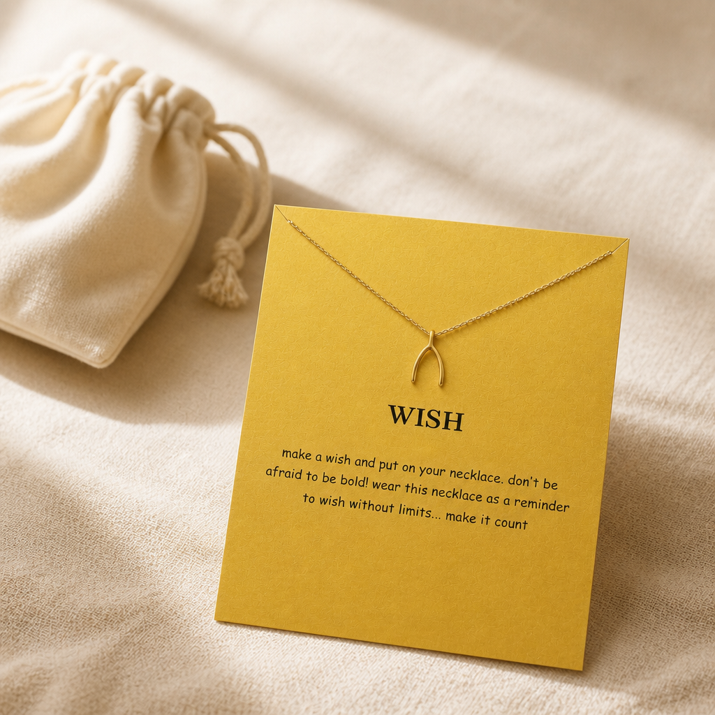 Wish Big Wishbone Necklace — editorial flatlay [autogen-pdp]