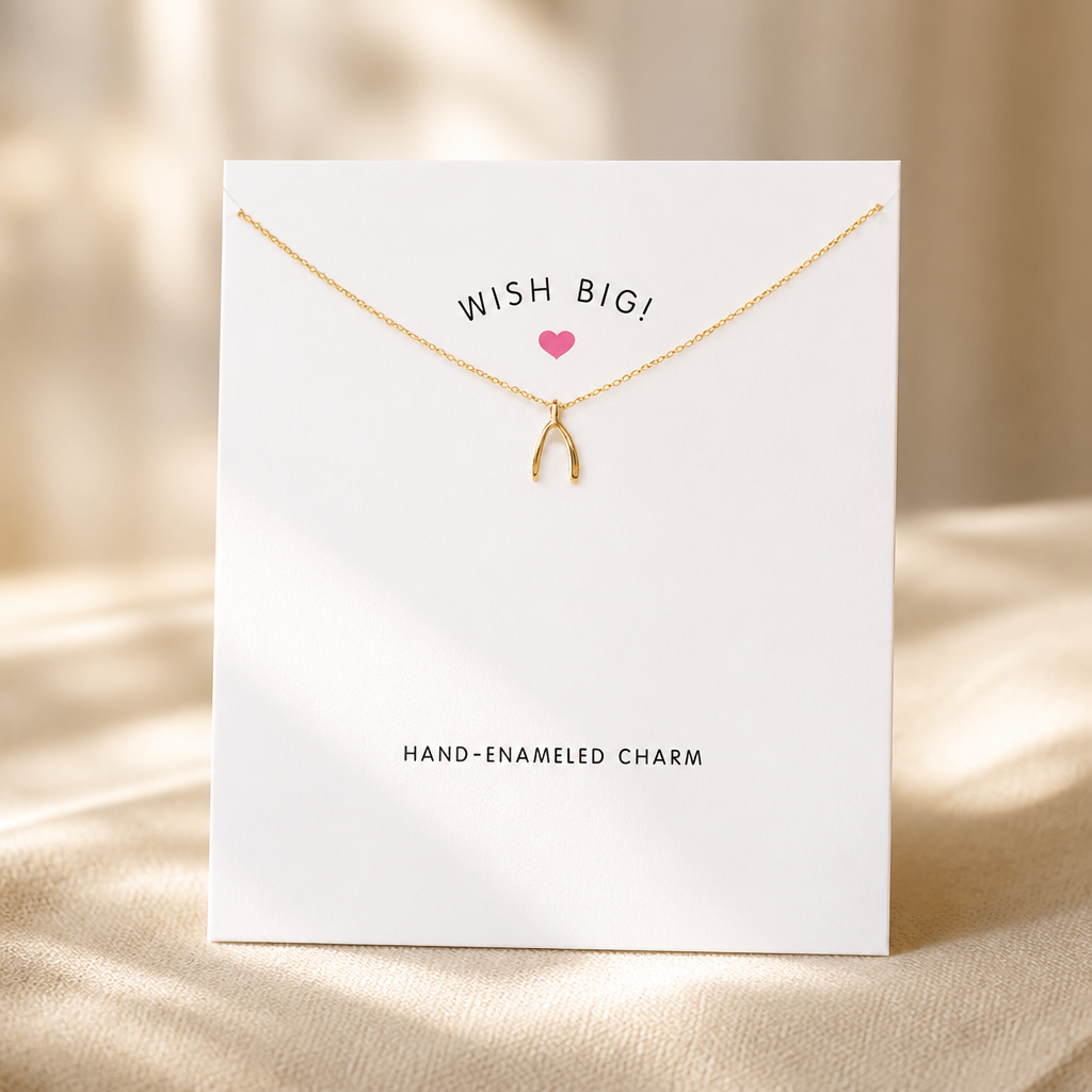 Wish Big Wishbone Necklace — Gold — White [autogen]
