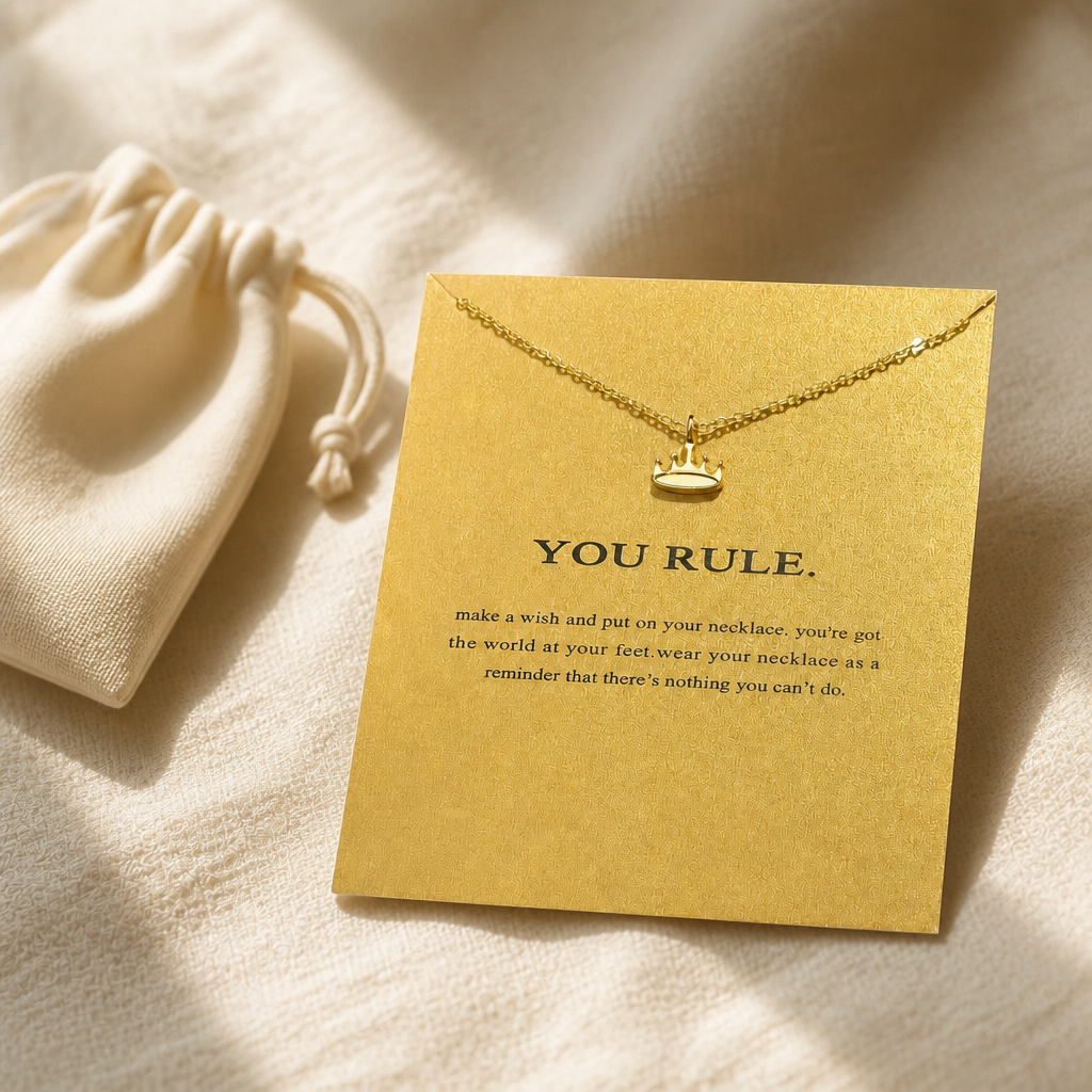 You Rule Crown Necklace — editorial flatlay [autogen-pdp]